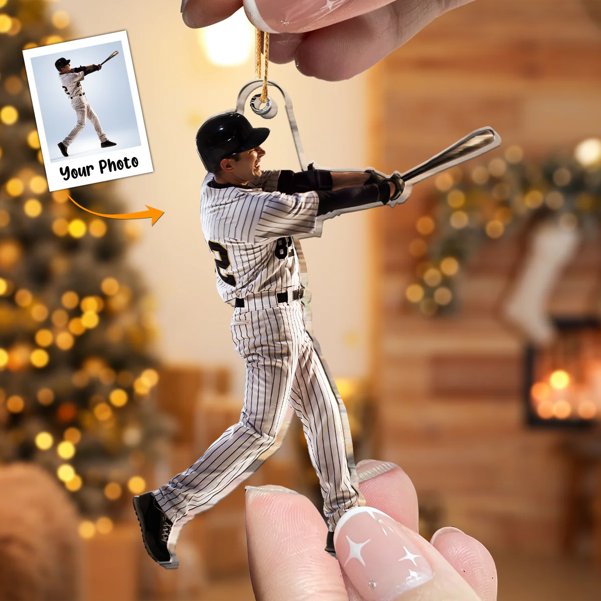 2023 Custom Photo Texas Baseball World Champs Ornament, Custom Your Great Moment Of Texas Baseball 2023 World Champs Ornamens - Image 3