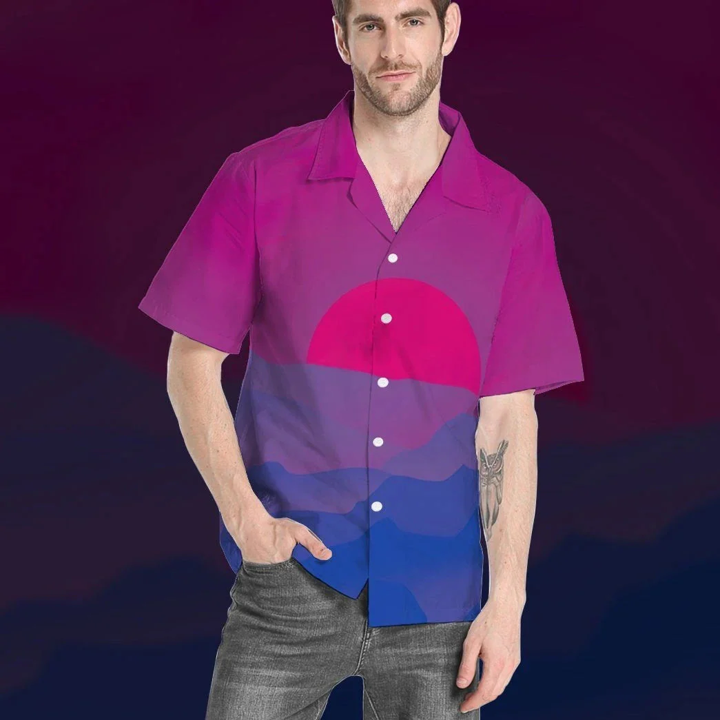 Bis Pride Sunrise Custom Hawaiian Shirt - Image 5