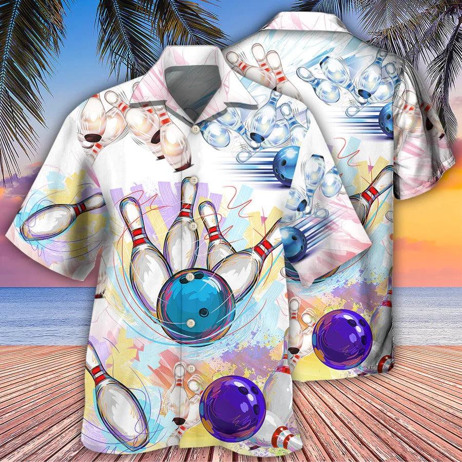 Bowling Hawaiian Shirt, Bowling Painting Hawaiian Shirt, Bowling Roll Aloha Shirt For Men - Perfect Gift For Bowling Lovers, Bowlers