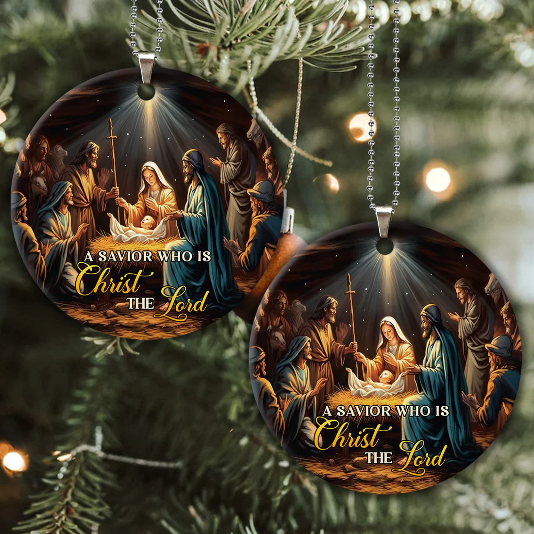 A Savior Who Is Christ The Lord Circle Ceramic Ornament - Gift For Gift For Book Lovers, Librarians, Christmas Gifts, Home Decoration - Image 2