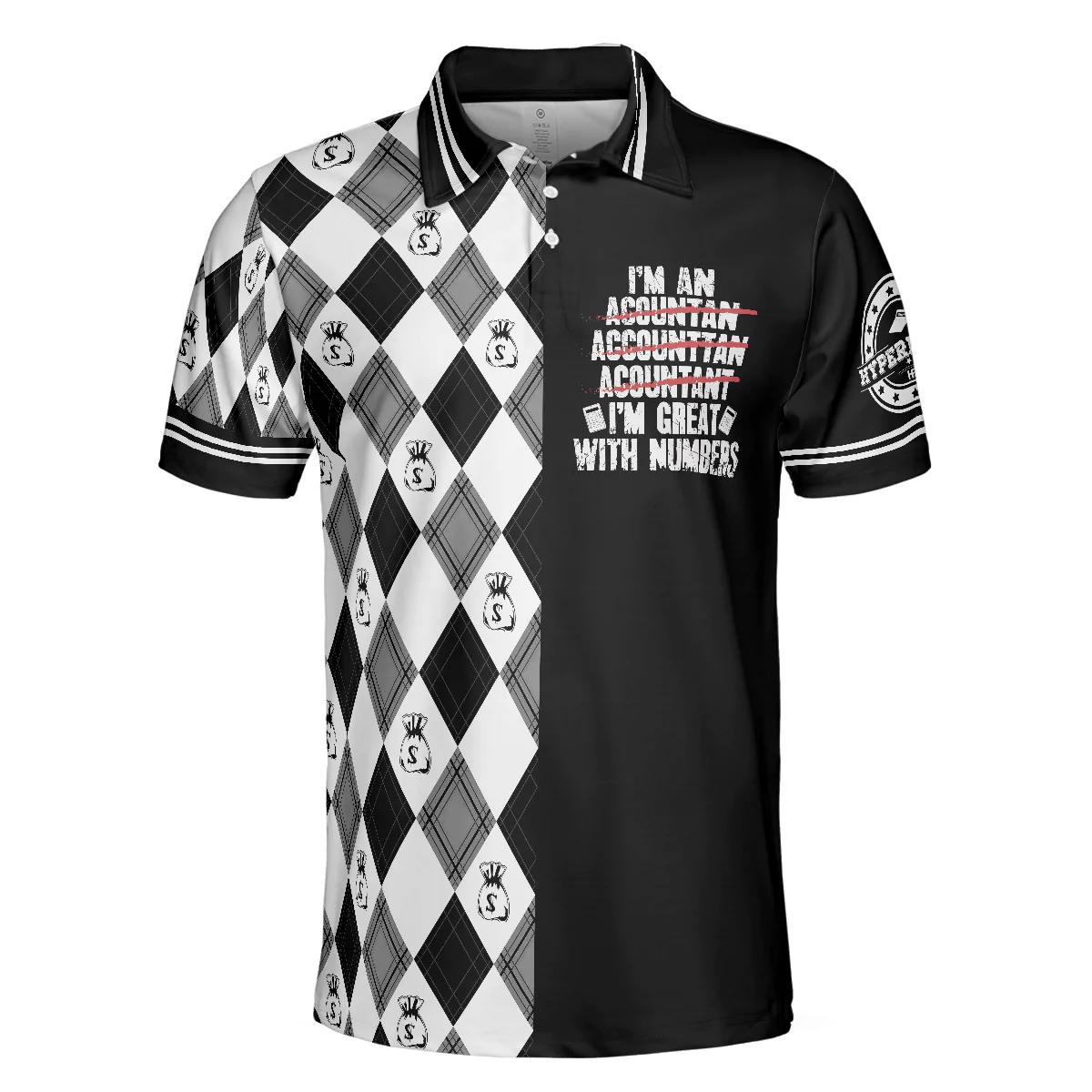 Accountant Men Polo Shirt, Argyle Pattern Accountant, I'm An Accountant I'm Great With Numbers Shirt - Gift For Men, Accountant - Image 4