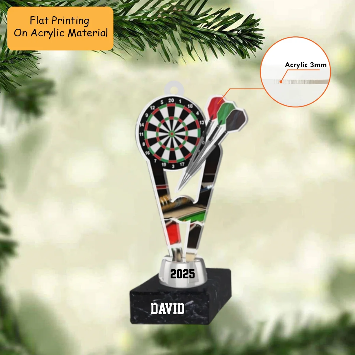 Personalized Dart Board Holding Pins Acrylic Ornament, Dart Board Keychain, Car Ornament, Christmas Ornament Gifts