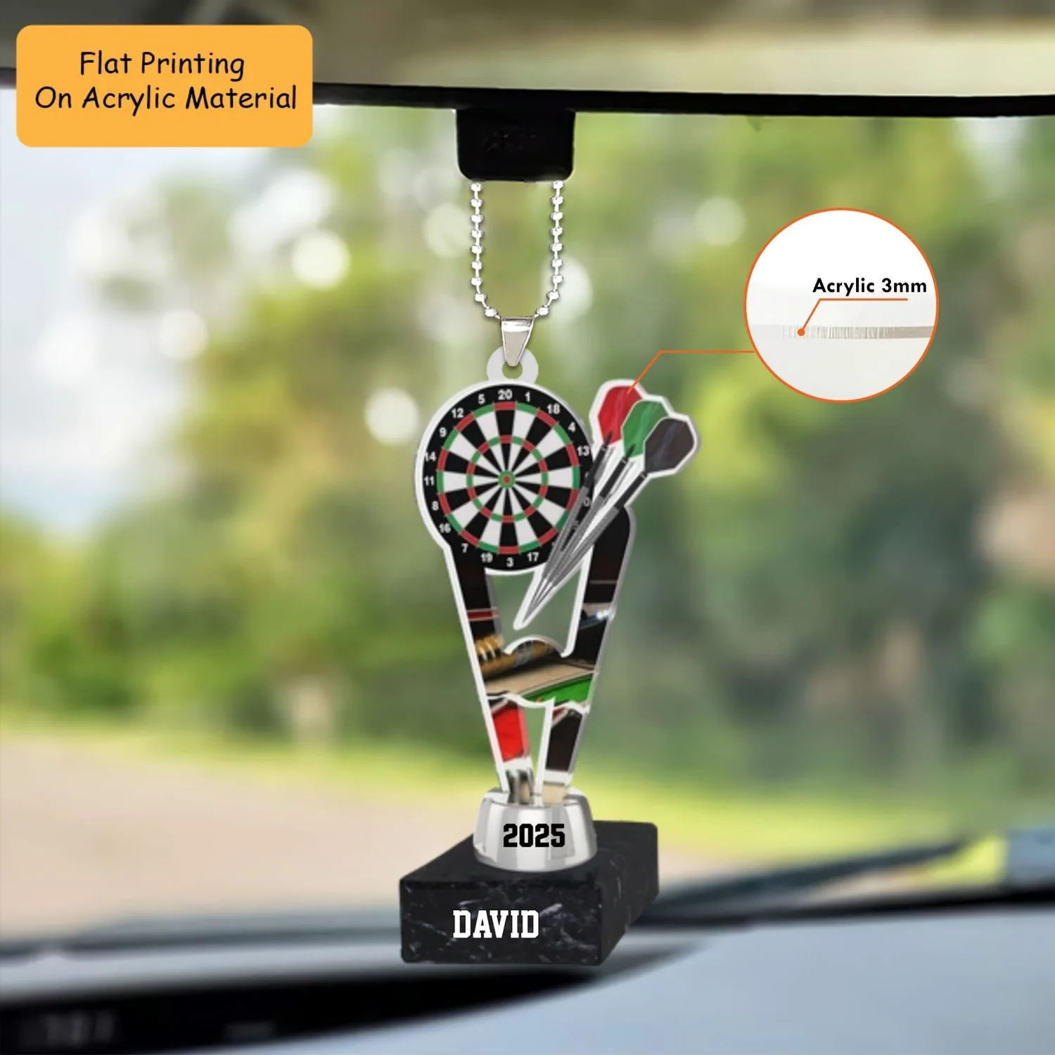 Personalized Dart Board Holding Pins Acrylic Ornament, Dart Board Keychain, Car Ornament, Christmas Ornament Gifts - Image 2