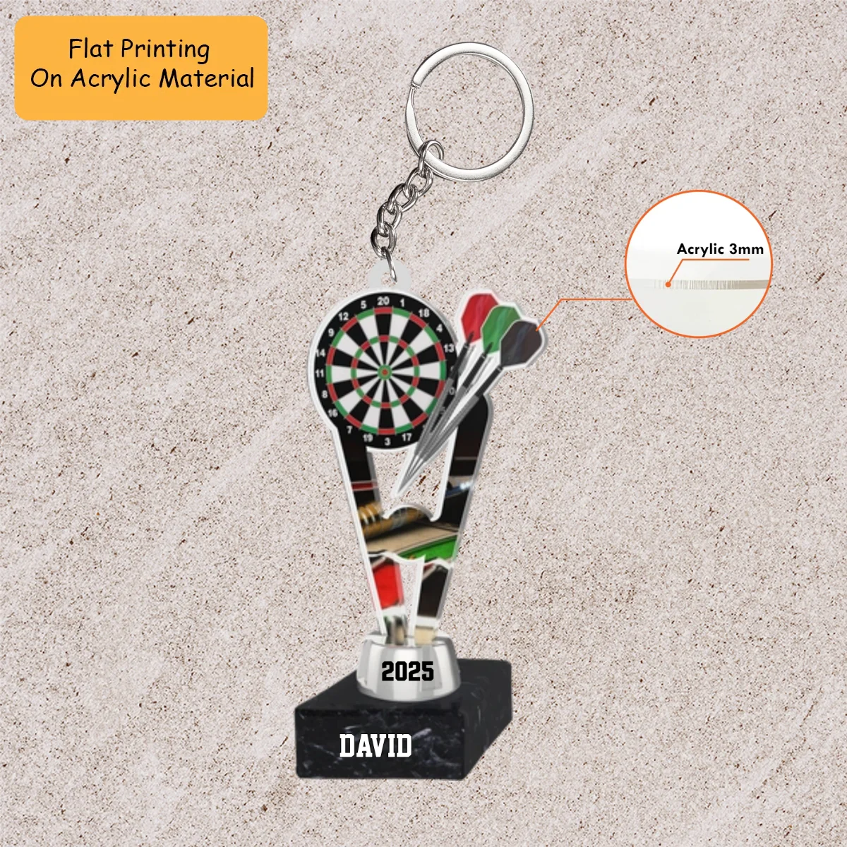 Personalized Dart Board Holding Pins Acrylic Ornament, Dart Board Keychain, Car Ornament, Christmas Ornament Gifts - Image 3