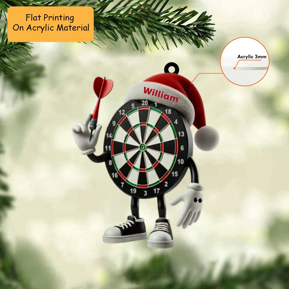 Personalized Dart Board Holding Pins Acrylic Ornament, Dart Board Keychain, Car Ornament, Christmas Ornament Gifts
