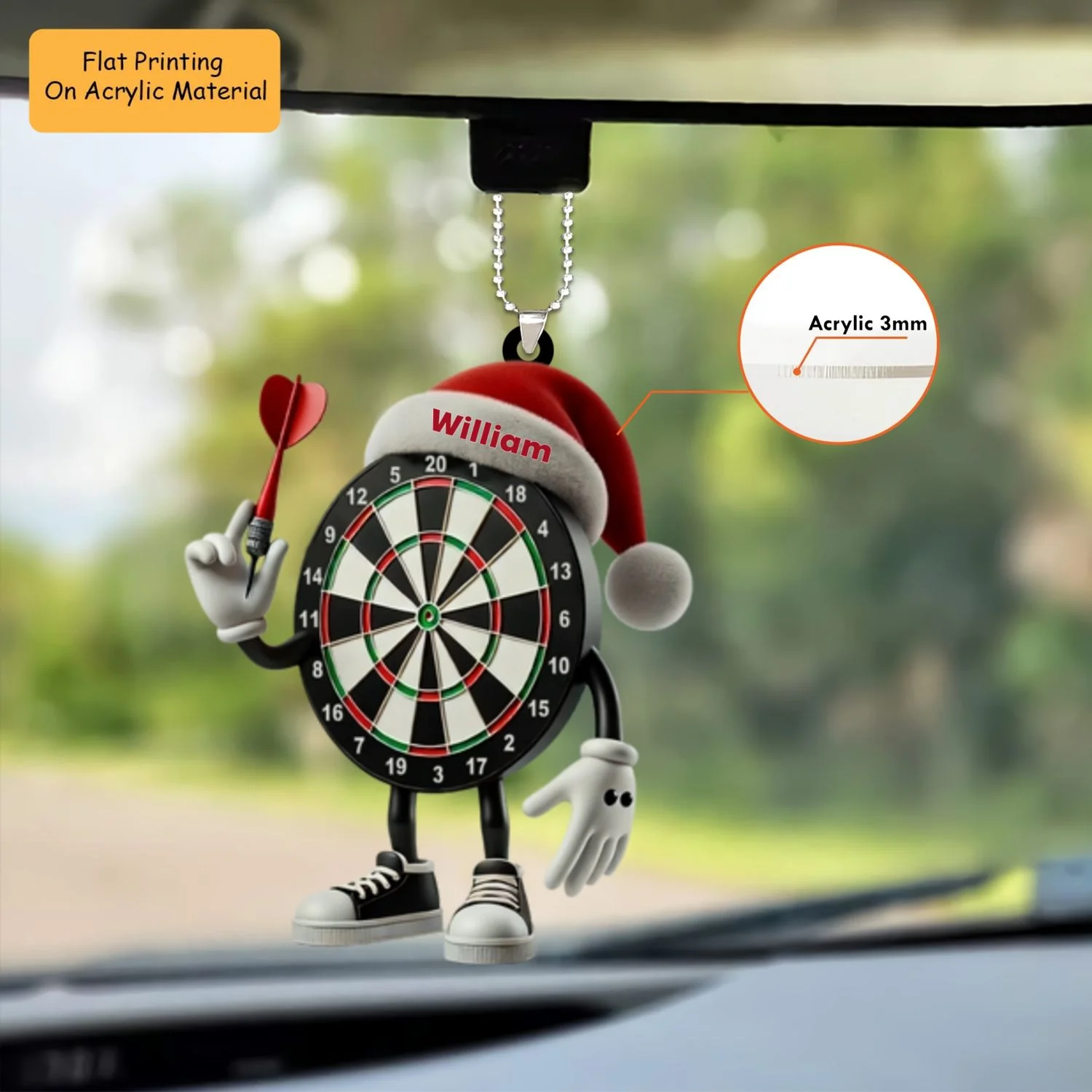 Personalized Dart Board Holding Pins Acrylic Ornament, Dart Board Keychain, Car Ornament, Christmas Ornament Gifts - Image 2