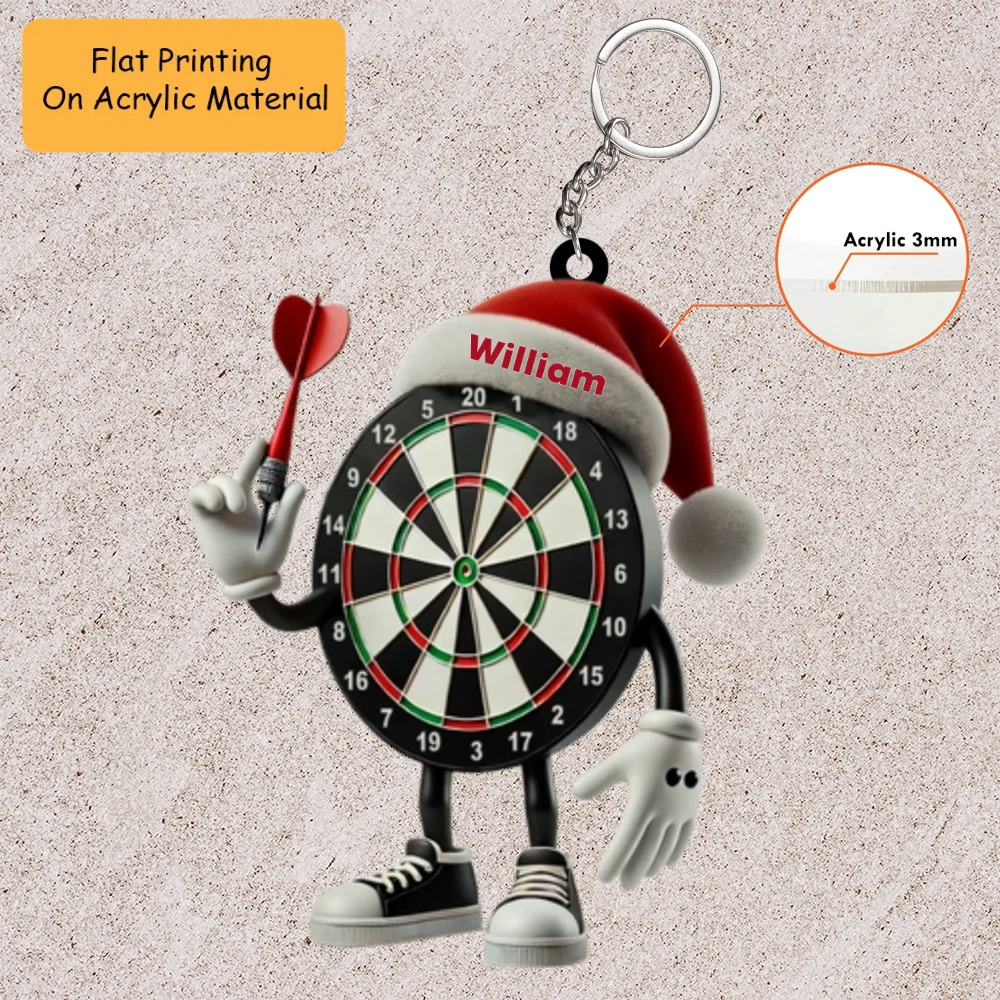 Personalized Dart Board Holding Pins Acrylic Ornament, Dart Board Keychain, Car Ornament, Christmas Ornament Gifts - Image 3