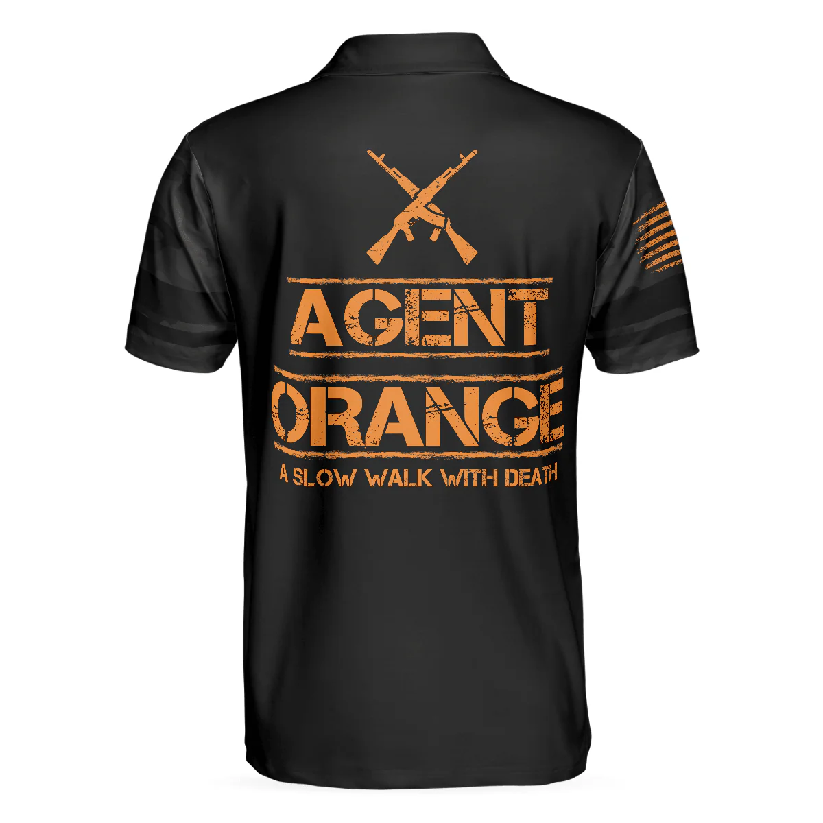 Agent Men Polo Shirt, Orange Dioxin A Slow Walk With Death, Black Reaper American Flag Polo Shirt For Men - Gift For Agent, Family, Friends - Image 3