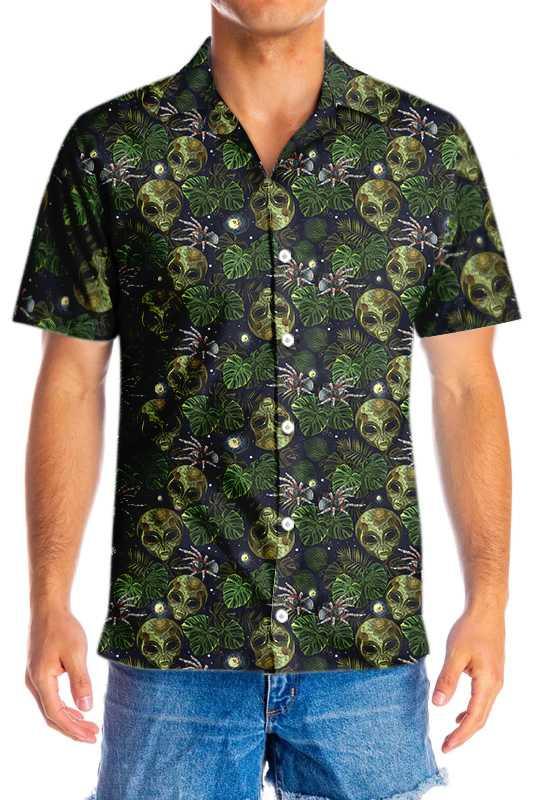 Ailen Hawaiian Shirts, Alien And Spider In Night Tropical Forest, Monstera Leaves Aloha Shirts For Summer - Perfect Gift For Men, Friends, Family - Image 4