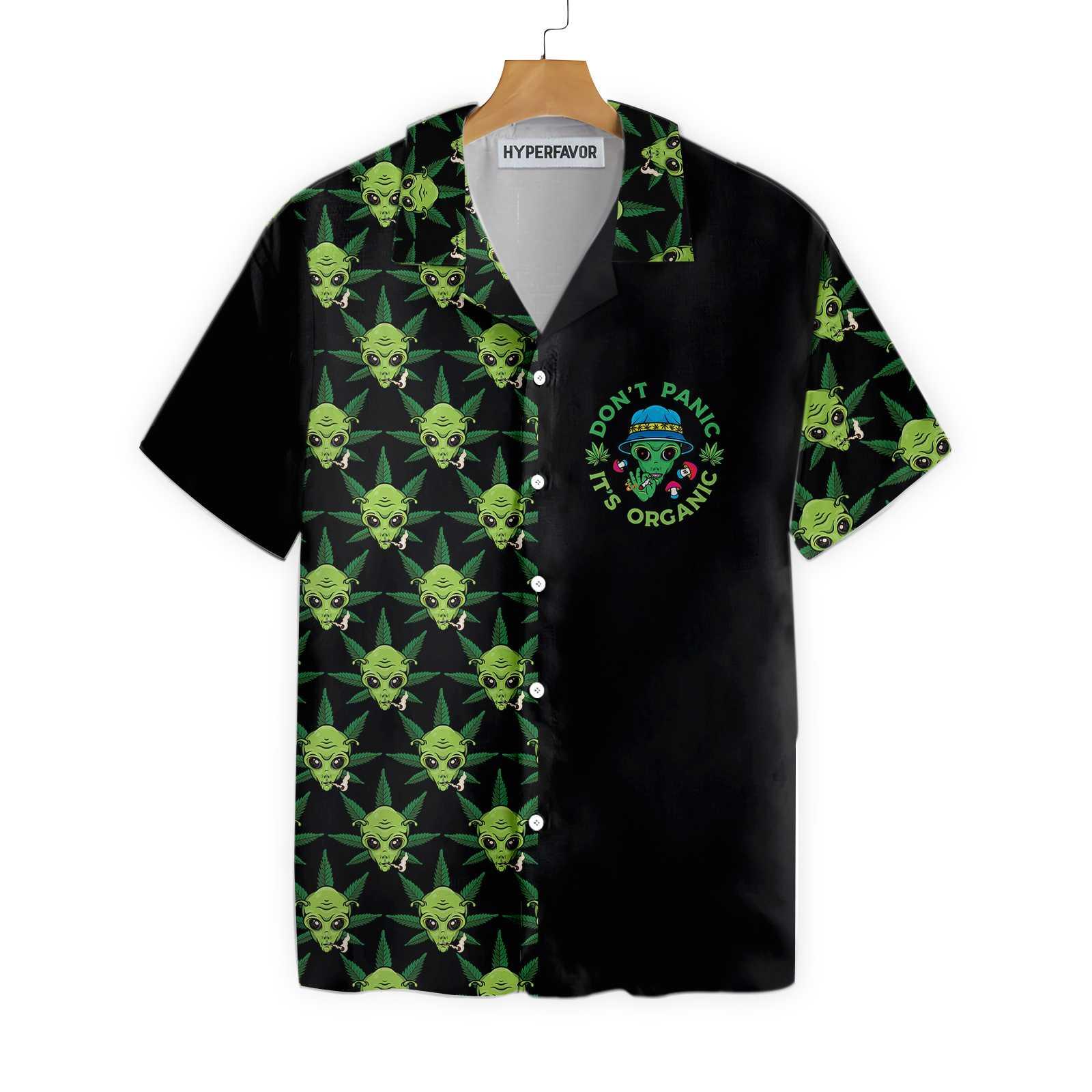 Alien Hawaiian Shirts, Alien Organic Marijuana Aloha Shirt For Men - Gift For Friends, Team, Family - Image 4