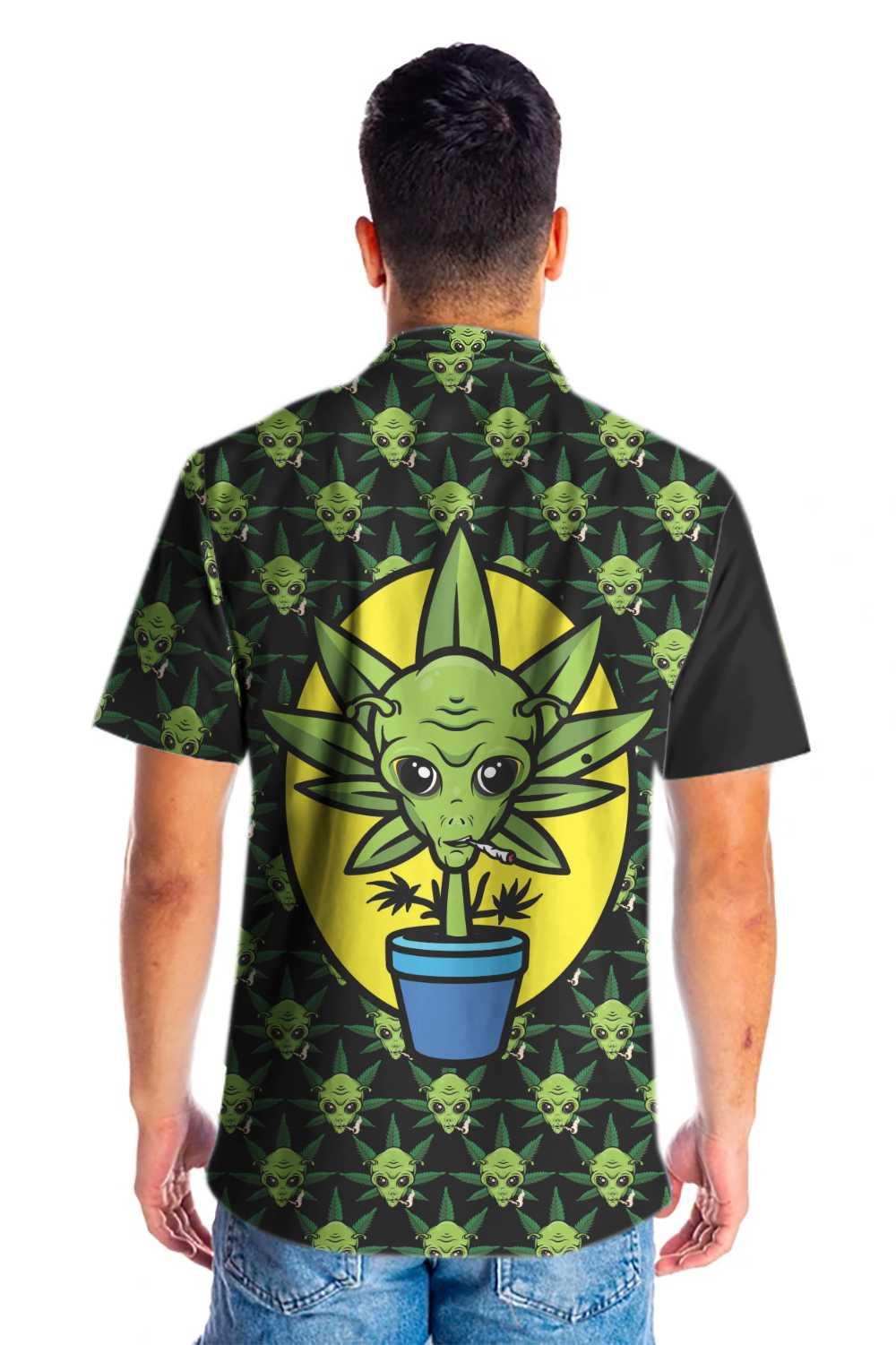 Alien Hawaiian Shirts, Alien Organic Marijuana Aloha Shirt For Men - Gift For Friends, Team, Family - Image 6