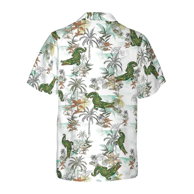 Alligator Seamless Pattern Hawaiian Shirt, Tropical Palm Alligator Aloha Shirt For Men - Perfect Gift For Men, Husband, Boyfriend, Friend, Family - Image 2