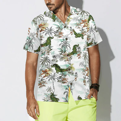 Alligator Seamless Pattern Hawaiian Shirt, Tropical Palm Alligator Aloha Shirt For Men - Perfect Gift For Men, Husband, Boyfriend, Friend, Family - Image 4