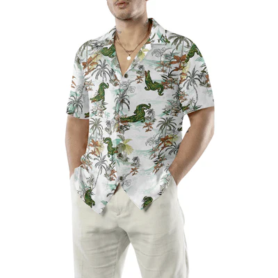 Alligator Seamless Pattern Hawaiian Shirt, Tropical Palm Alligator Aloha Shirt For Men - Perfect Gift For Men, Husband, Boyfriend, Friend, Family - Image 5