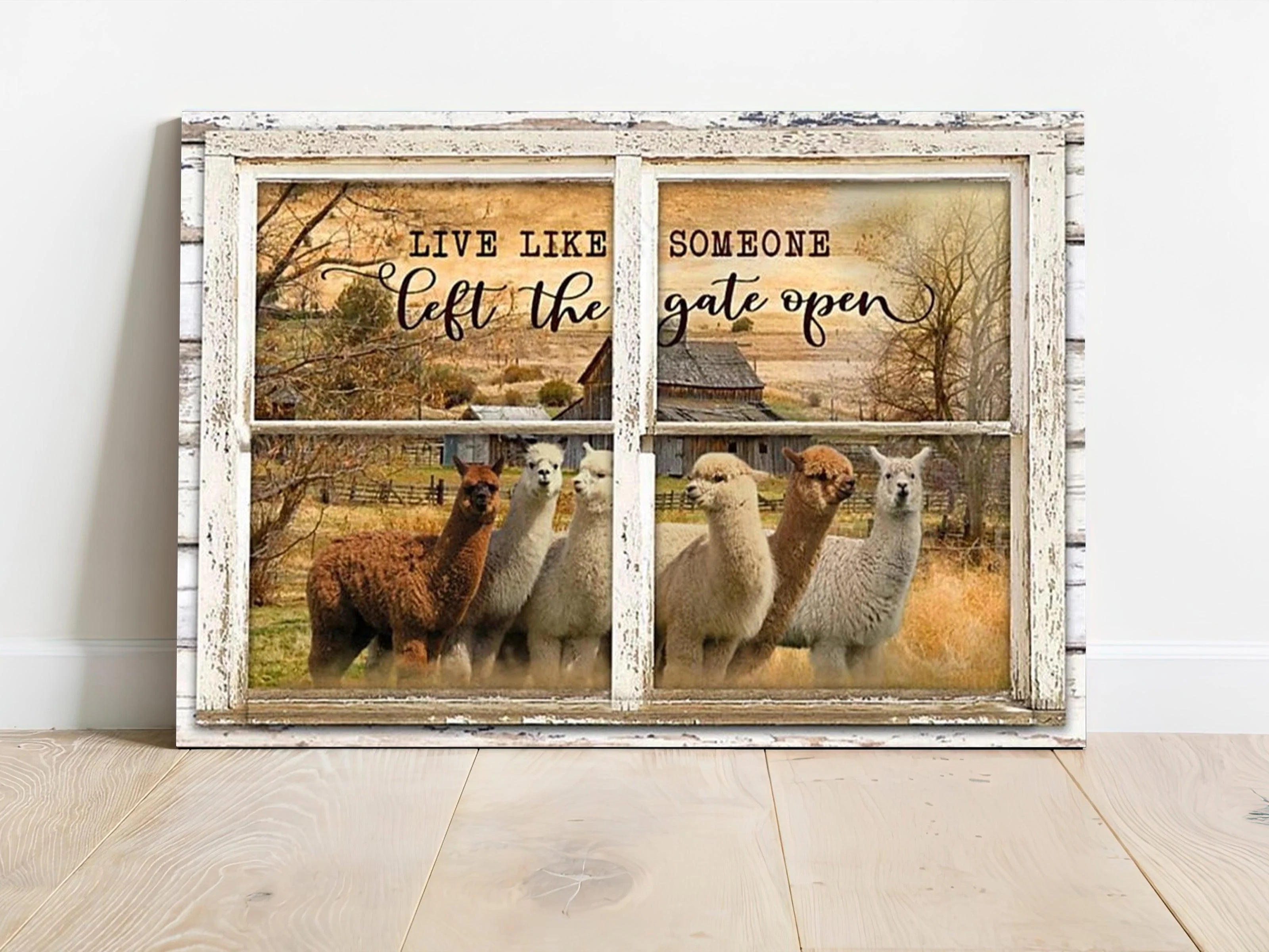 Alpaca Portrait Canvas - Window Live Like Someone Left The Gate Open Alpaca Canvas - Perfect Gift For Alpaca Lover, Friend, Family - Image 2