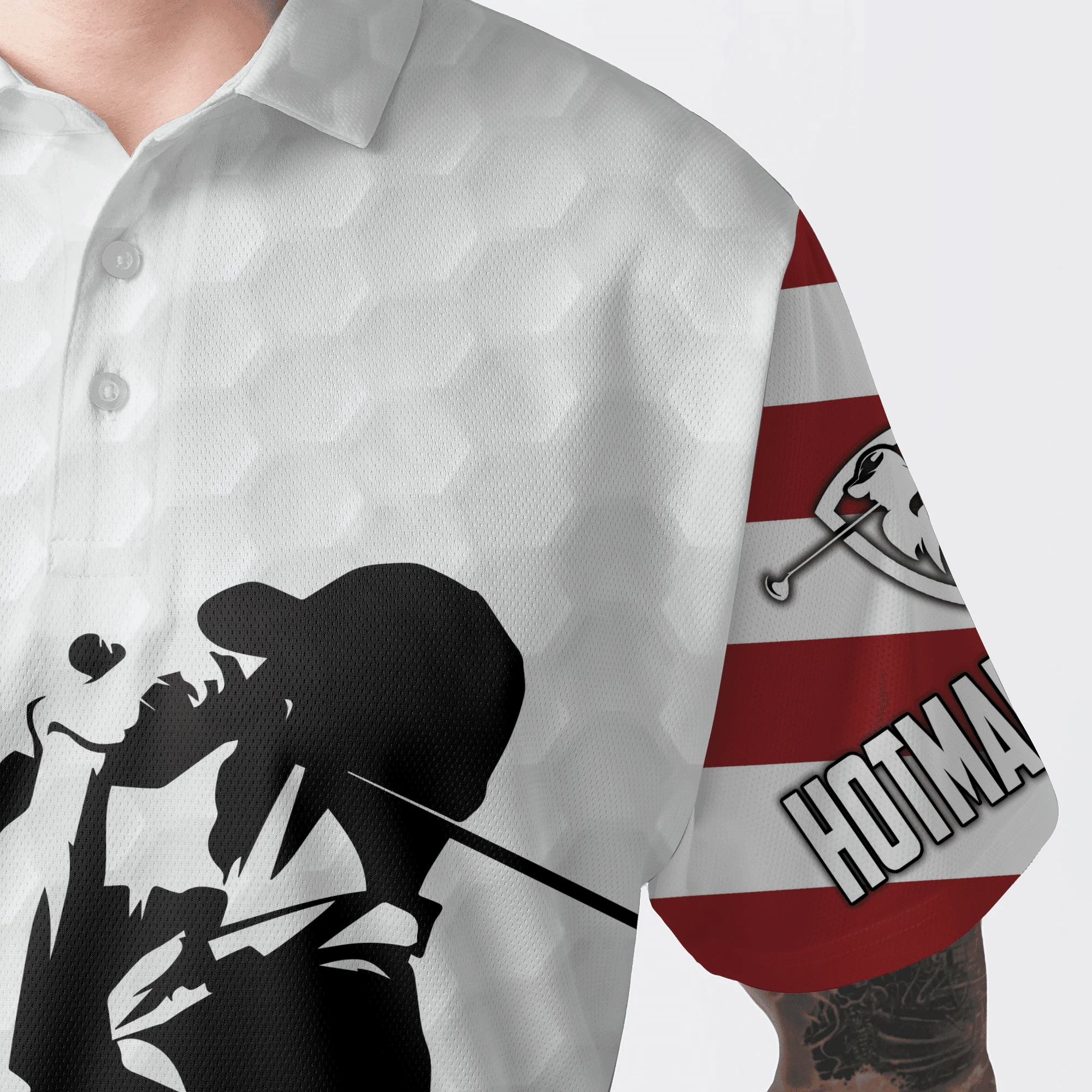 American Flag 4th of July Custom Name Golf Men Polo Shirt - American Flag Apparel - Personalized Gift For Golf Lover, 4th Of July, Him, Husband - Image 7