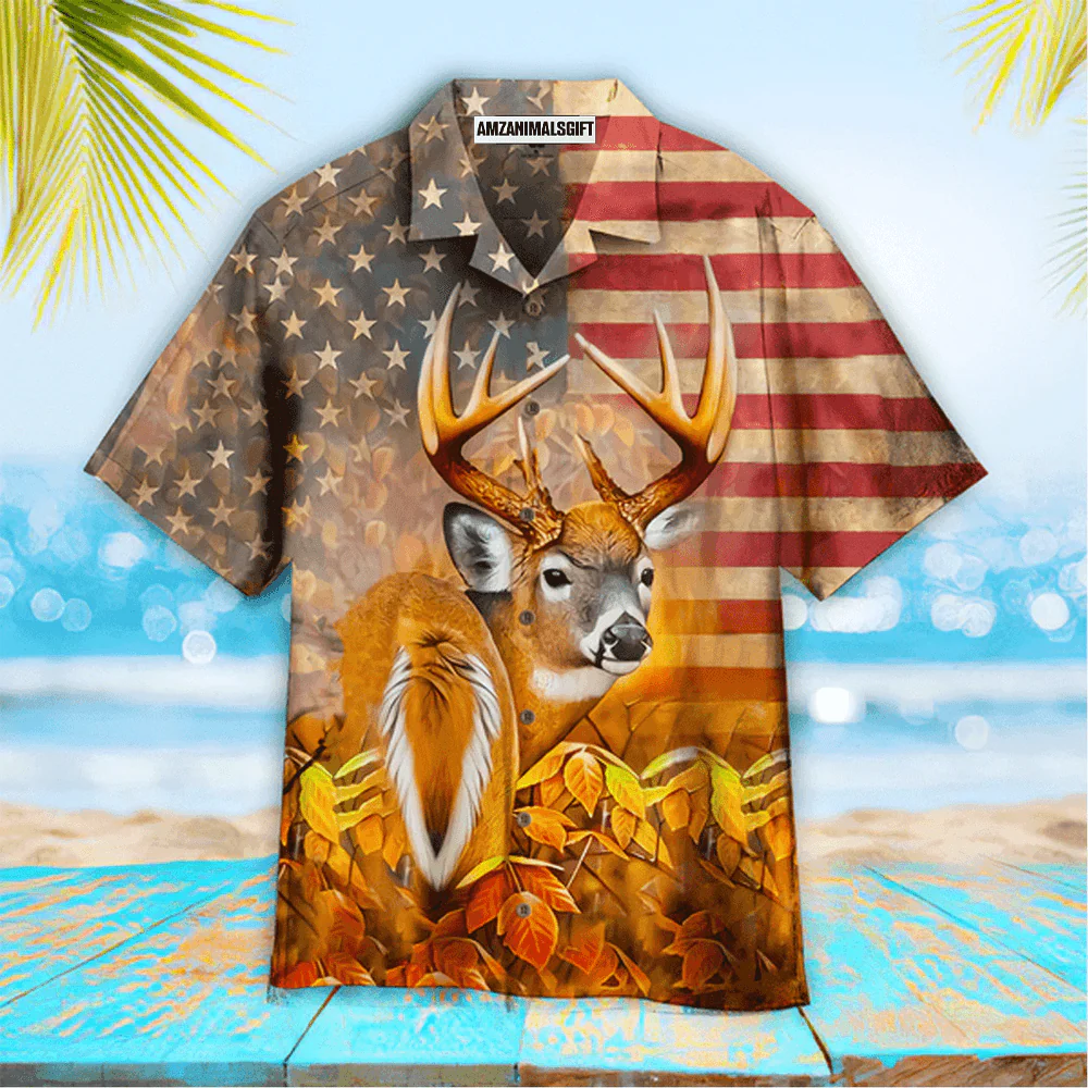 American Flag Deer Hunting Aloha Hawaiian Shirts For Men Women, 4th July Gift For Summer, Friend, Family, Independence Day, Hunting Lovers - Image 2