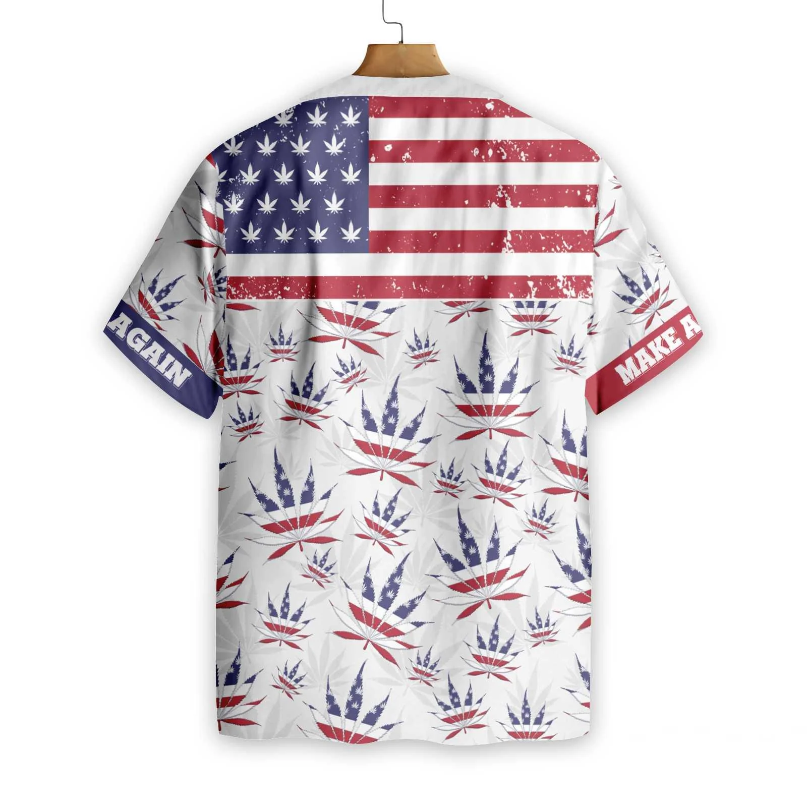 American Hawaiian Shirts, American Flag Marijuana Leaf, High Again Make America, Colorful Summer Aloha Shirt - Gift For Men, Friends, Family - Image 2
