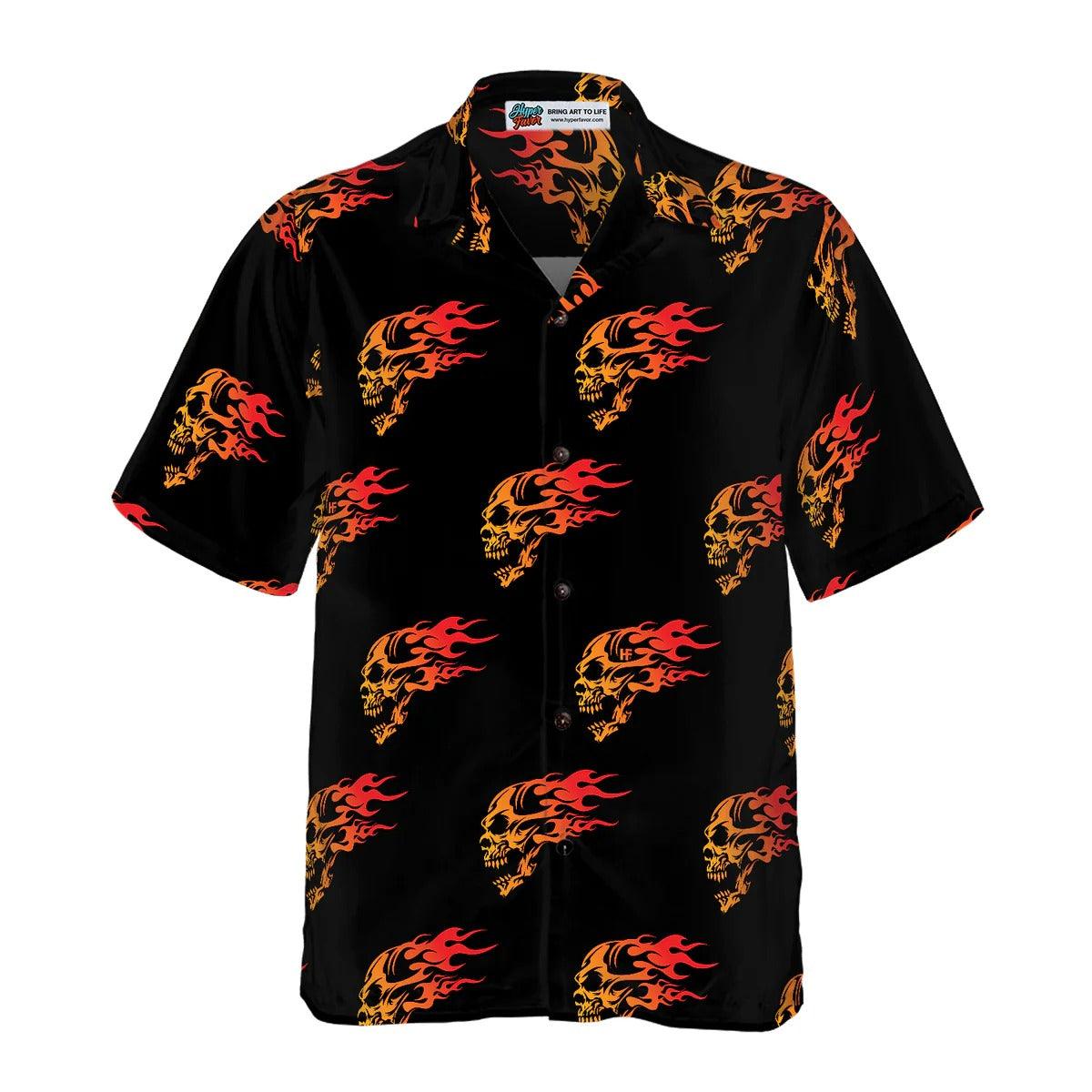 Angry Skull Hawaiian Shirt, Flaming Angry Skull Hawaiian Shirt, Colorful Summer Aloha Shirt - Perfect Gift For Husband, Wife, Friend, Family - Image 2
