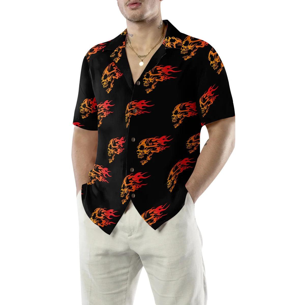 Angry Skull Hawaiian Shirt, Flaming Angry Skull Hawaiian Shirt, Colorful Summer Aloha Shirt - Perfect Gift For Husband, Wife, Friend, Family - Image 4