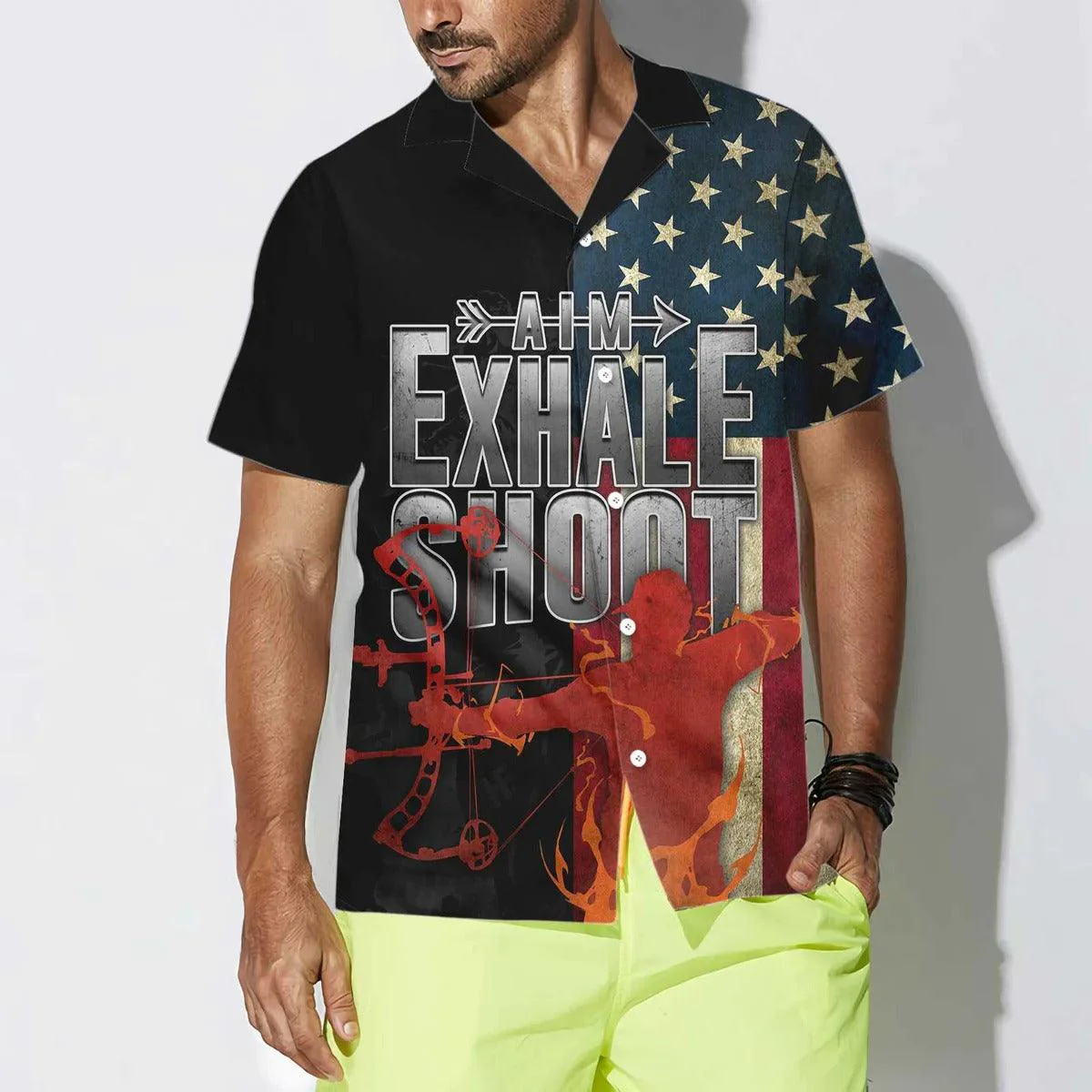 Archery Hawaiian Shirt, Aim Exhale Shoot Archery Hawaiian Shirt, Archery Aloha Shirt- Perfect Gift For Men, Women, Archery Lover, Friend, Family - Image 3