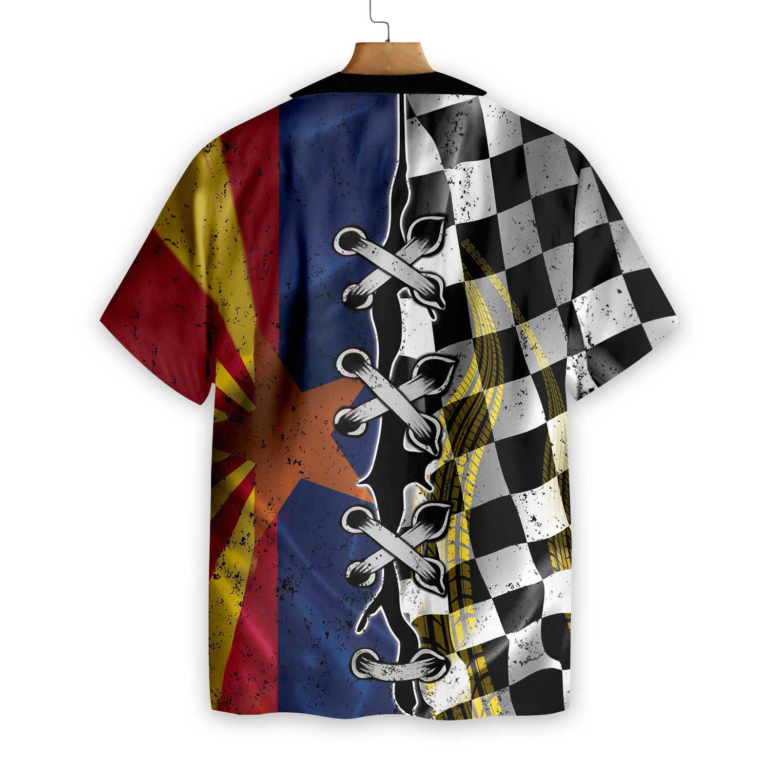 Arizona Racing Flag Aloha Hawaiian Shirt For Summer, Colorful Hawaiian Shirt Outfit For Men Women, Gift For Friend, Team, Family, Racing Lover - Image 3