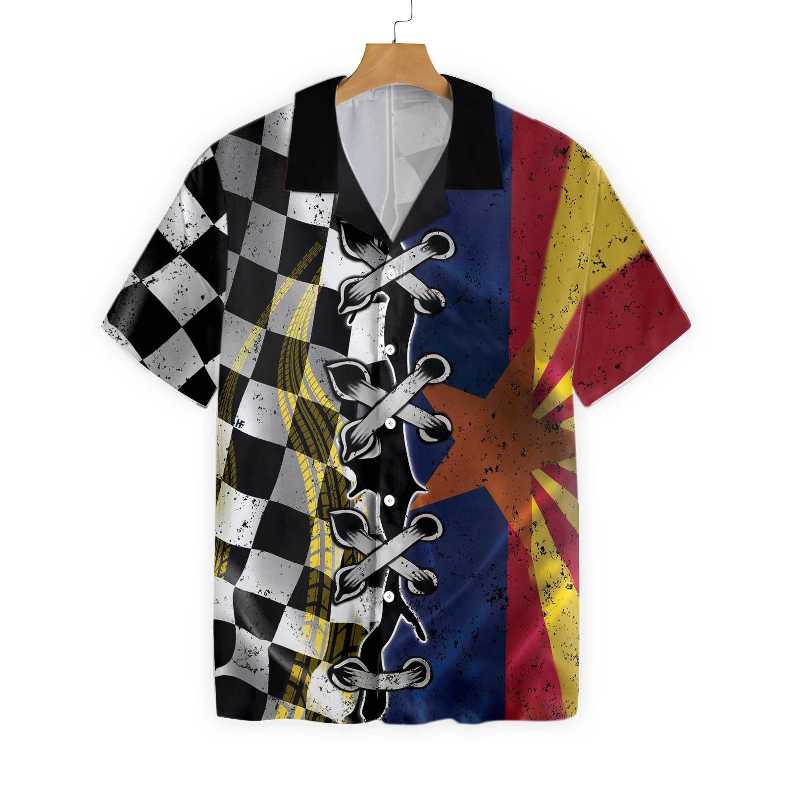 Arizona Racing Flag Aloha Hawaiian Shirt For Summer, Colorful Hawaiian Shirt Outfit For Men Women, Gift For Friend, Team, Family, Racing Lover - Image 4