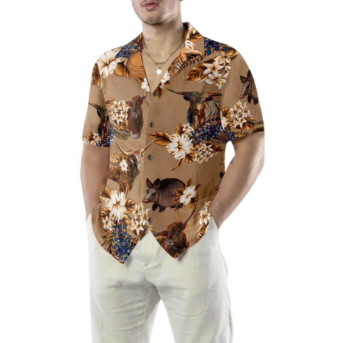 Armadillo And Longhorn Texas Hawaiian Shirt - Texan Aloha Shirt, Proud Texas State Flag Hawaiian Shirt - Perfect Gift For Men Women, Friends, Family - Image 5
