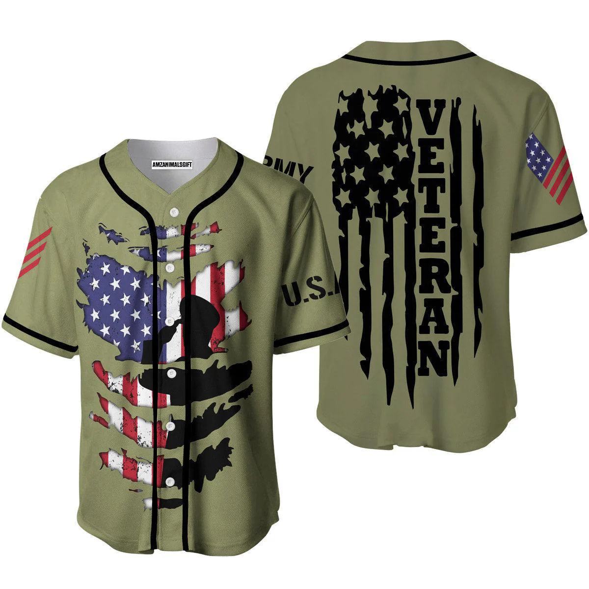 Army Baseball Jerseys, US Army Veteran American Flag Baseball Jerseys For Men And Women - Perfect Gift For Friend, Family
