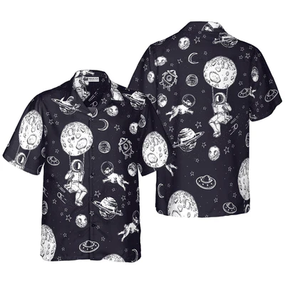 Astronaut Hawaiian Shirt, Astronaut And His French Bulldog Aloha Shirt For Men - Perfect Gift For Astronaut , Astronaut Lovers, Friend, Family