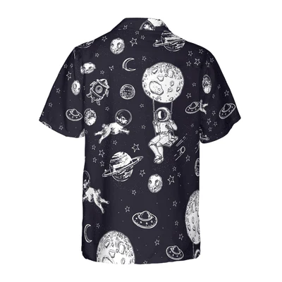 Astronaut Hawaiian Shirt, Astronaut And His French Bulldog Aloha Shirt For Men - Perfect Gift For Astronaut , Astronaut Lovers, Friend, Family - Image 3