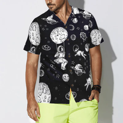 Astronaut Hawaiian Shirt, Astronaut And His French Bulldog Aloha Shirt For Men - Perfect Gift For Astronaut , Astronaut Lovers, Friend, Family - Image 4