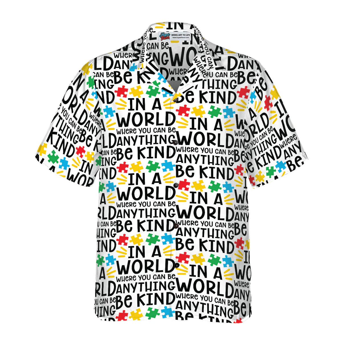 Autism Multicolor Hawaiian Shirt, Be Kind Autism Multicolor Puzzle Hawaiian Shirt - Perfect Gift For Husband, Boyfriend, Friend, Family - Image 3