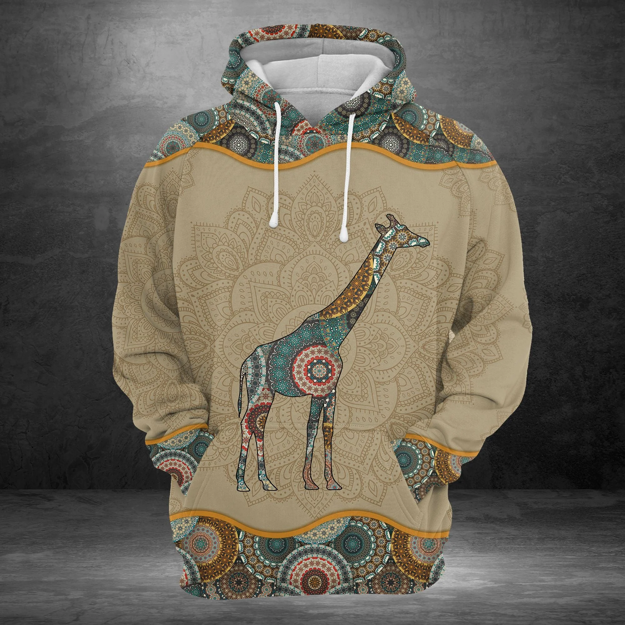 Awesome Giraffe Mandala Pullover Premium Hoodie, Perfect Outfit For Men And Women On Christmas New Year Autumn Winter - Image 2