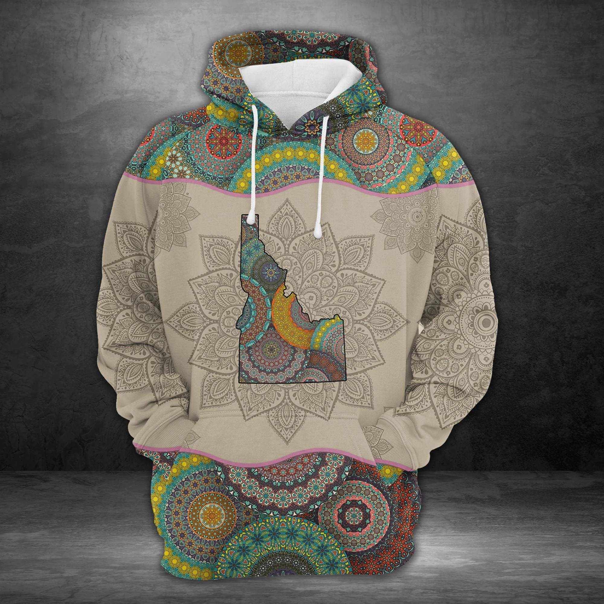 Awesome Idaho Mandala Pullover Premium Hoodie, Perfect Outfit For Men And Women On Christmas New Year Autumn Winter - Image 2