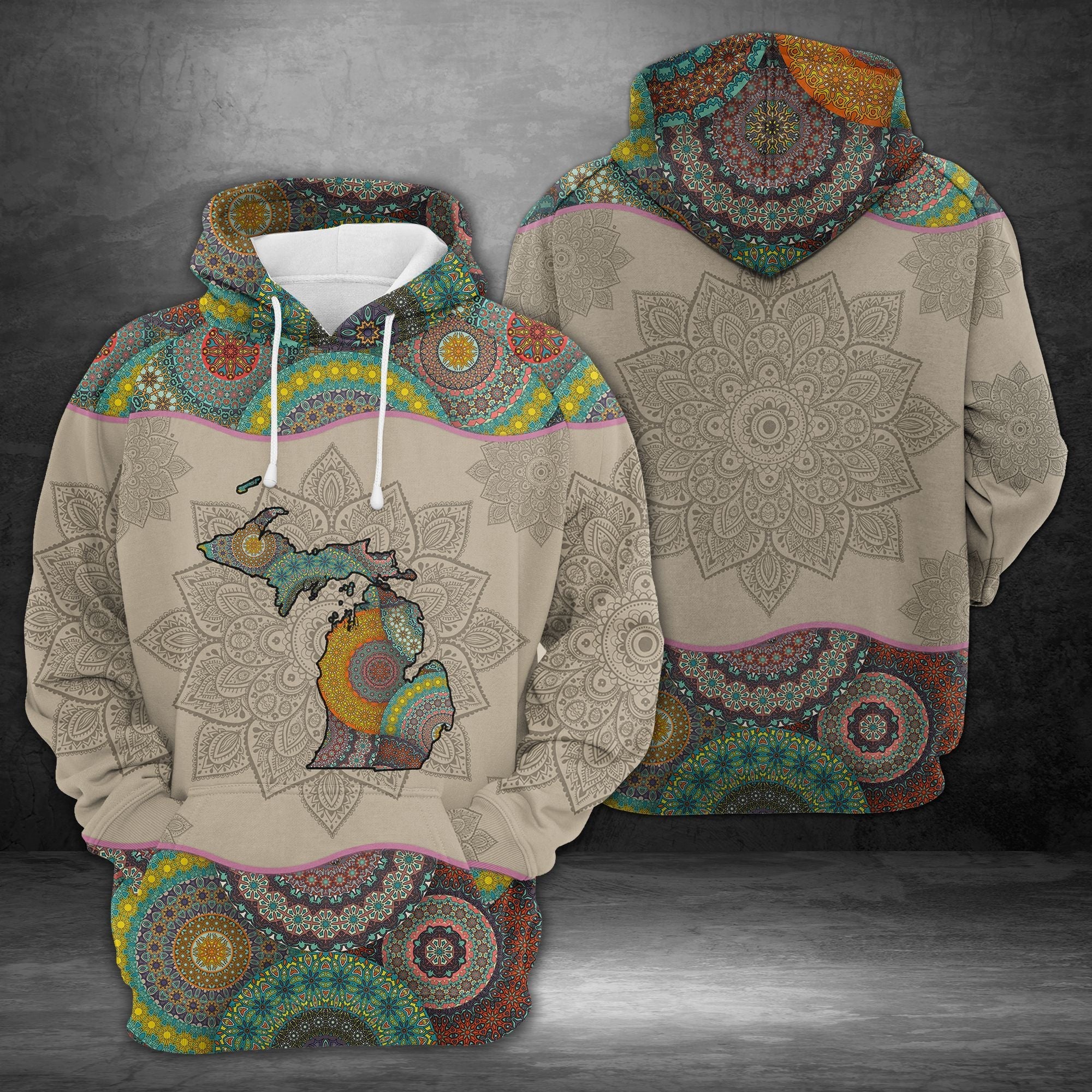 Awesome Michigan Mandala Pullover Premium Hoodie, Perfect Outfit For Men And Women On Christmas New Year Autumn Winter - Image 2