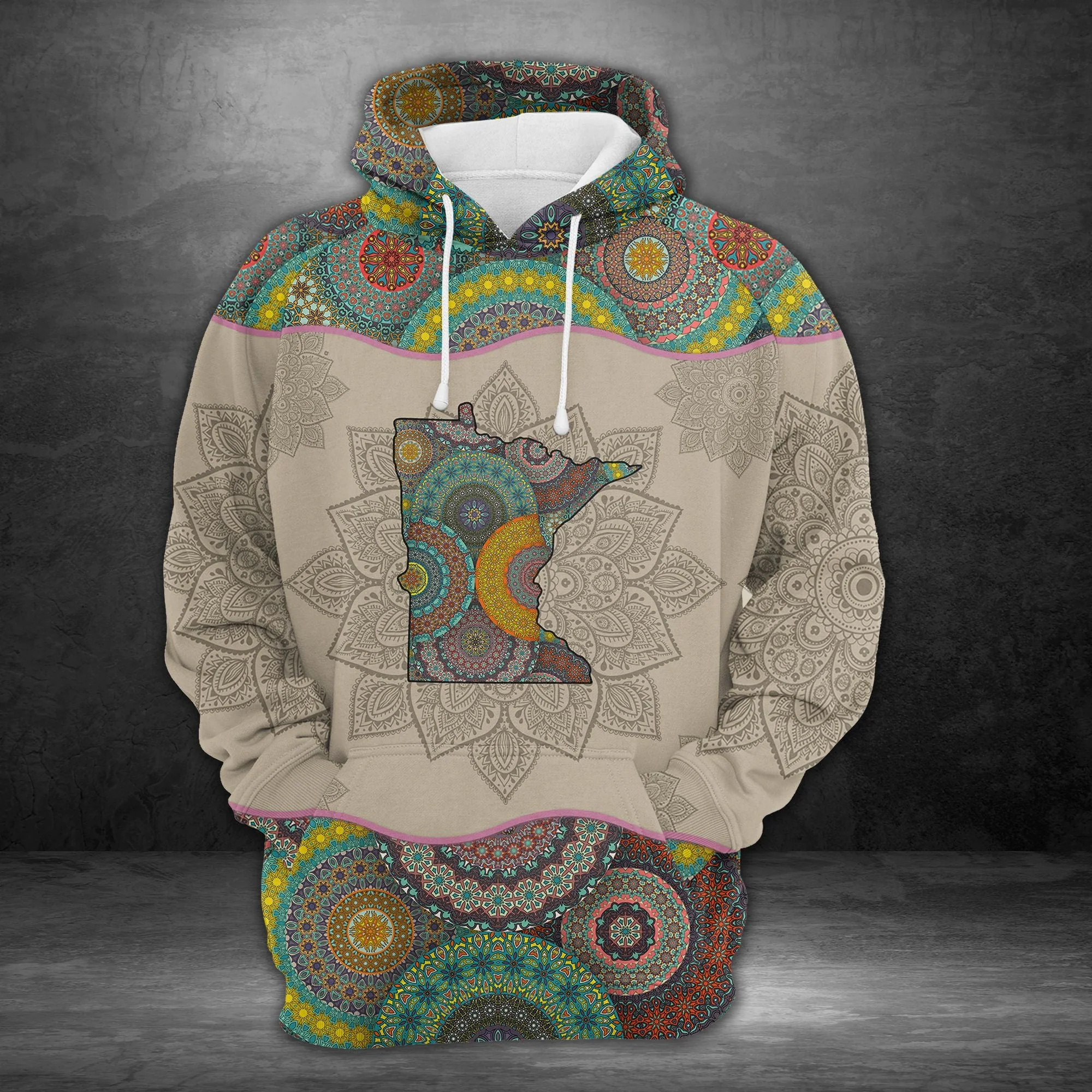 Awesome Minnesota Mandala Pullover Premium Hoodie, Perfect Outfit For Men And Women On Christmas New Year Autumn Winter - Image 3