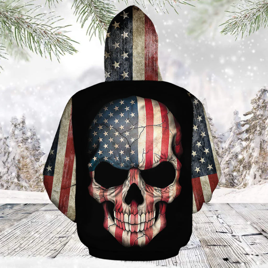 Awesome Skull Flag Pullover Premium Hoodie, Perfect Outfit For Men And Women On Christmas New Year Autumn Winter - Image 2