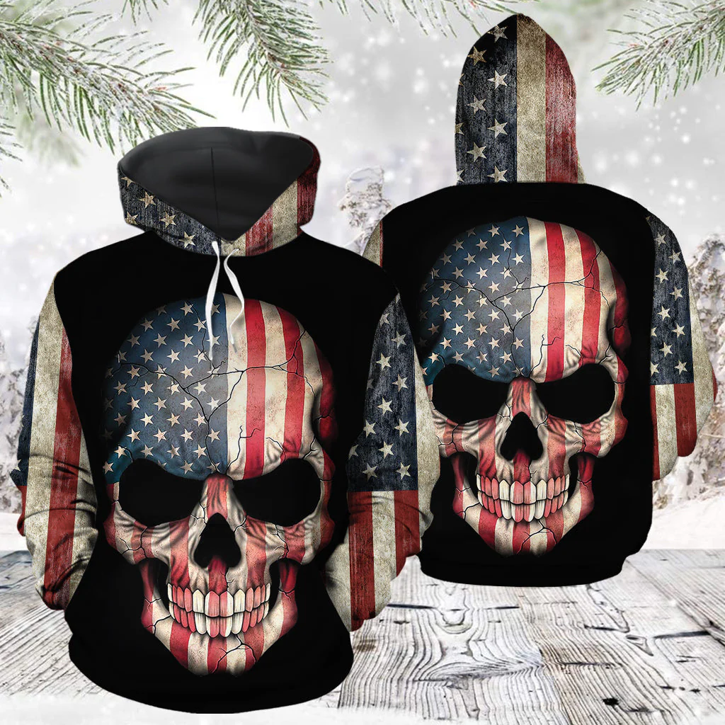 Awesome Skull Flag Pullover Premium Hoodie, Perfect Outfit For Men And Women On Christmas New Year Autumn Winter - Image 3