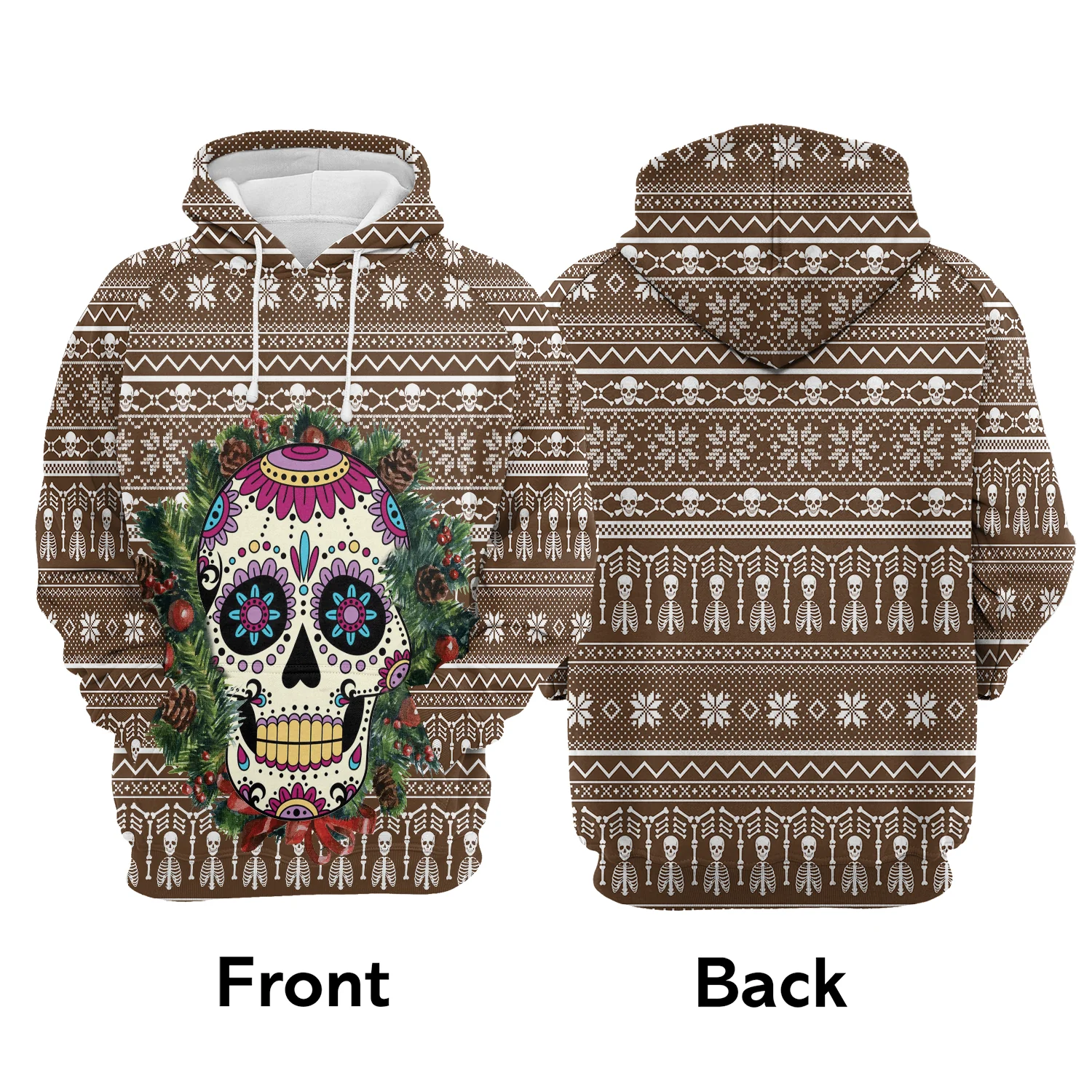Awesome Sugar Skull Flower Pullover Premium Hoodie, Perfect Outfit For Men And Women On Christmas New Year Autumn Winter - Image 2
