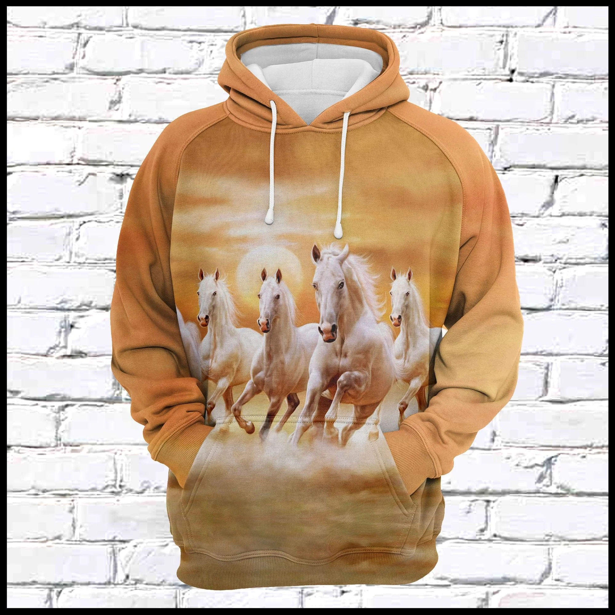 Awesome White Horses Pullover Premium Hoodie, Perfect Outfit For Men And Women On Christmas New Year Autumn Winter - Image 2