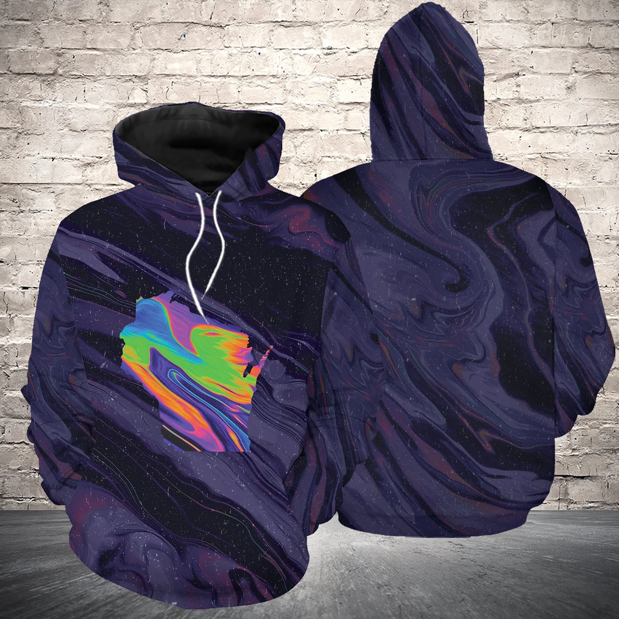 Awesome Wisconsin Pullover Premium Hoodie Purple background, Perfect Outfit For Men And Women On Christmas New Year Autumn Winter - Image 2