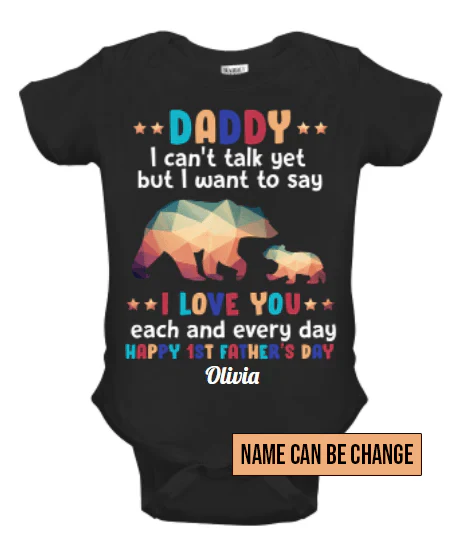 Baby Bear Baby Onesies, To My Newborn Baby Happy First Father's Day Cute Old & Baby Bear Printed Custom Name, Personalized Onesies, Newborn Onesies - Perfect Gift For Baby, Baby Gift Onesie