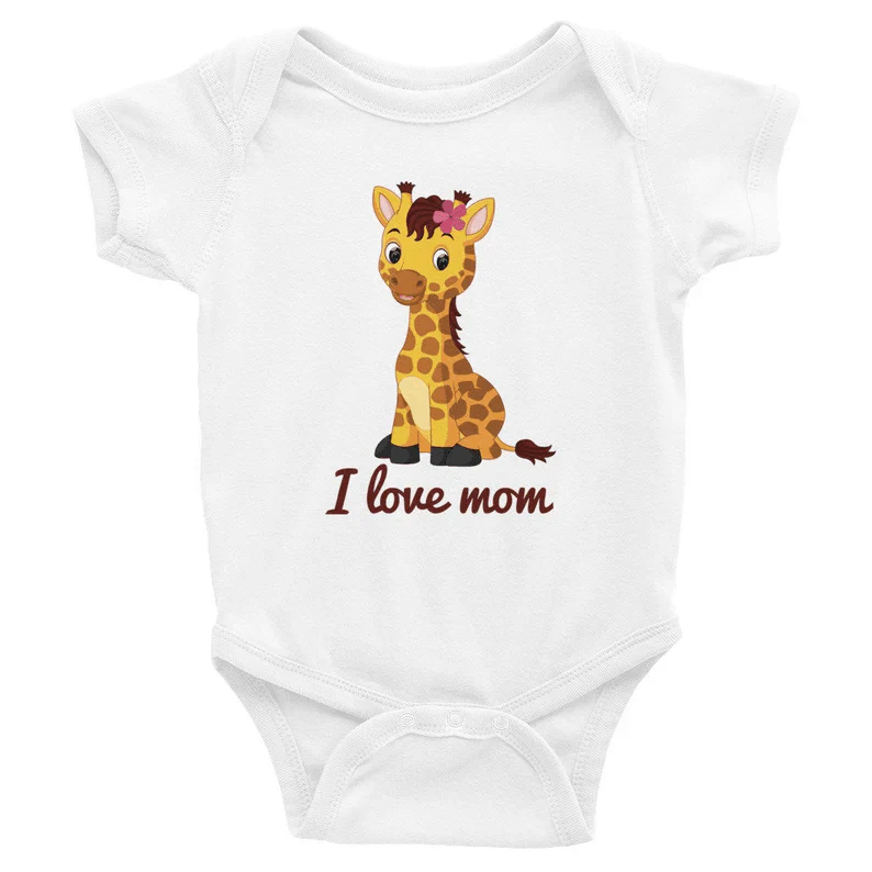 Baby Giraffe Baby Onesies, Cute Giraffe Bodysuit, Baby Shower Gift, I Love Mom Baby Outfit Baby Onesies, Newborn Onesies - Perfect Gift For Baby, Baby Gift Onesie