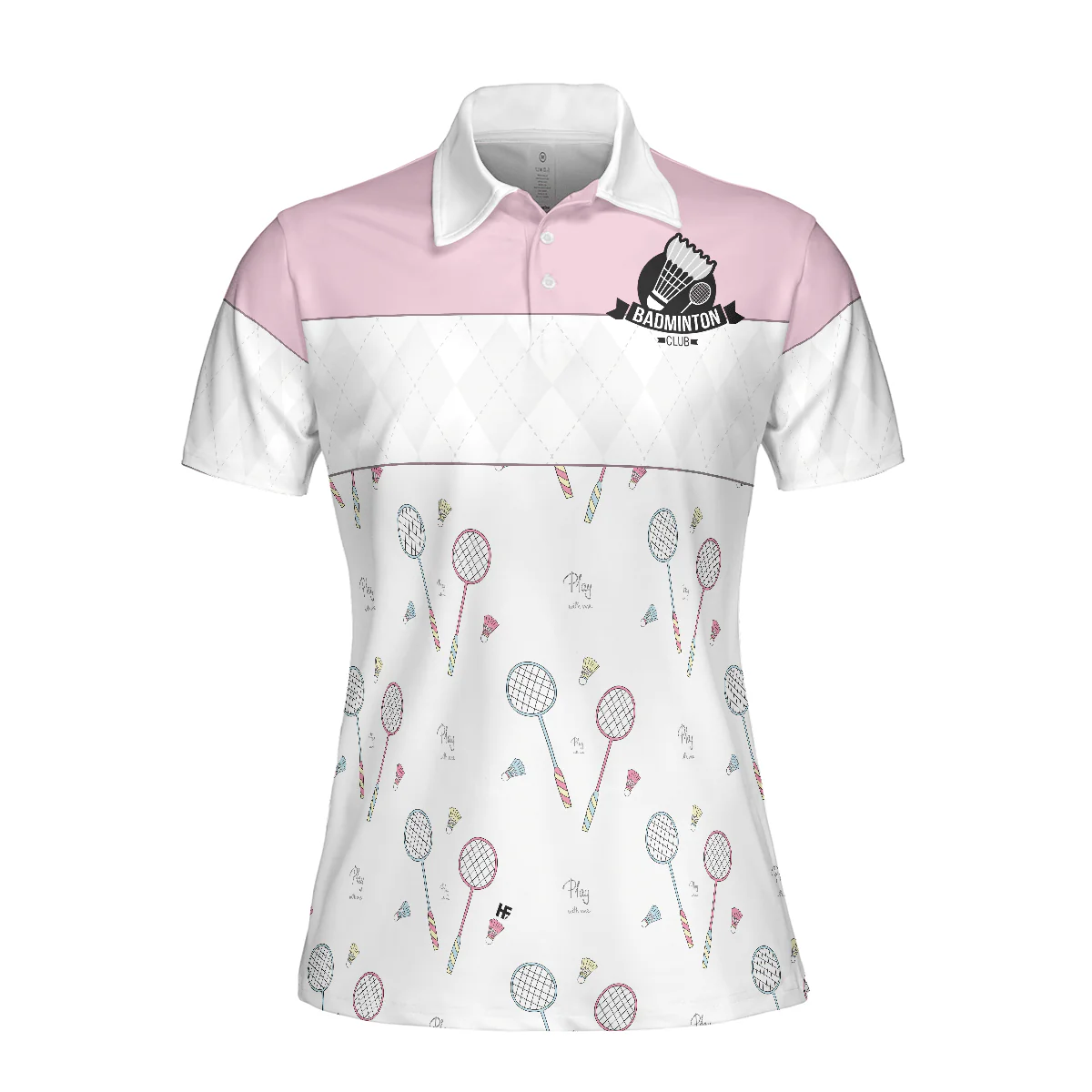 Badminton Women Polo Shirt, White And Pink Badminton Polo Shirt For Women - Perfect Gift For Ladies, Badminton Players, Badminton Lovers - Image 4