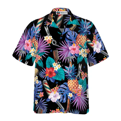 Barber Hawaiian Shirt, Barber Tools & The Tropical Leaves Aloha Shirt For Men - Perfect Gift For Baber, Friend, Family - Image 2