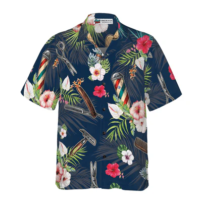 Barber Hawaiian Shirt, Barber Tools Tropical Pattern Aloha Shirt For Men - Perfect Gift For Baber, Husband, Boyfriend, Friend, Family - Image 2