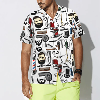 Barber Hawaiian Shirt, Barbershop Haircut & Shave Tools Aloha Shirt For Men - Perfect Gift For Barber, Husband, Boyfriend, Friend, Family - Image 4