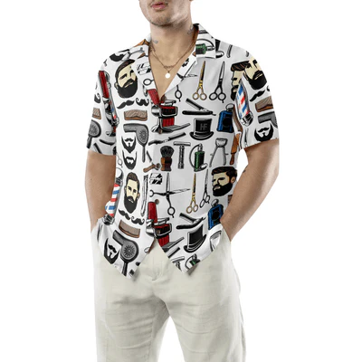 Barber Hawaiian Shirt, Barbershop Haircut & Shave Tools Aloha Shirt For Men - Perfect Gift For Barber, Husband, Boyfriend, Friend, Family - Image 6