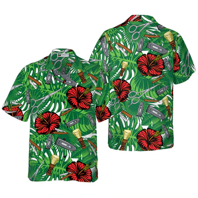 Barber Hawaiian Shirt, Red Rose Barber Tools Aloha Shirt For Men - Gift For Barber, Husband, Family, Friends